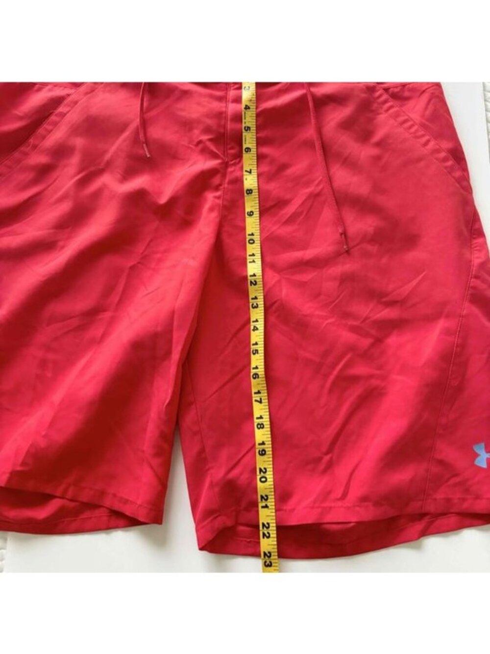Under Armour Heatgear Mens Red Drawstring Logo Boardshorts Size 38 Summer Casual - Picture 10 of 10